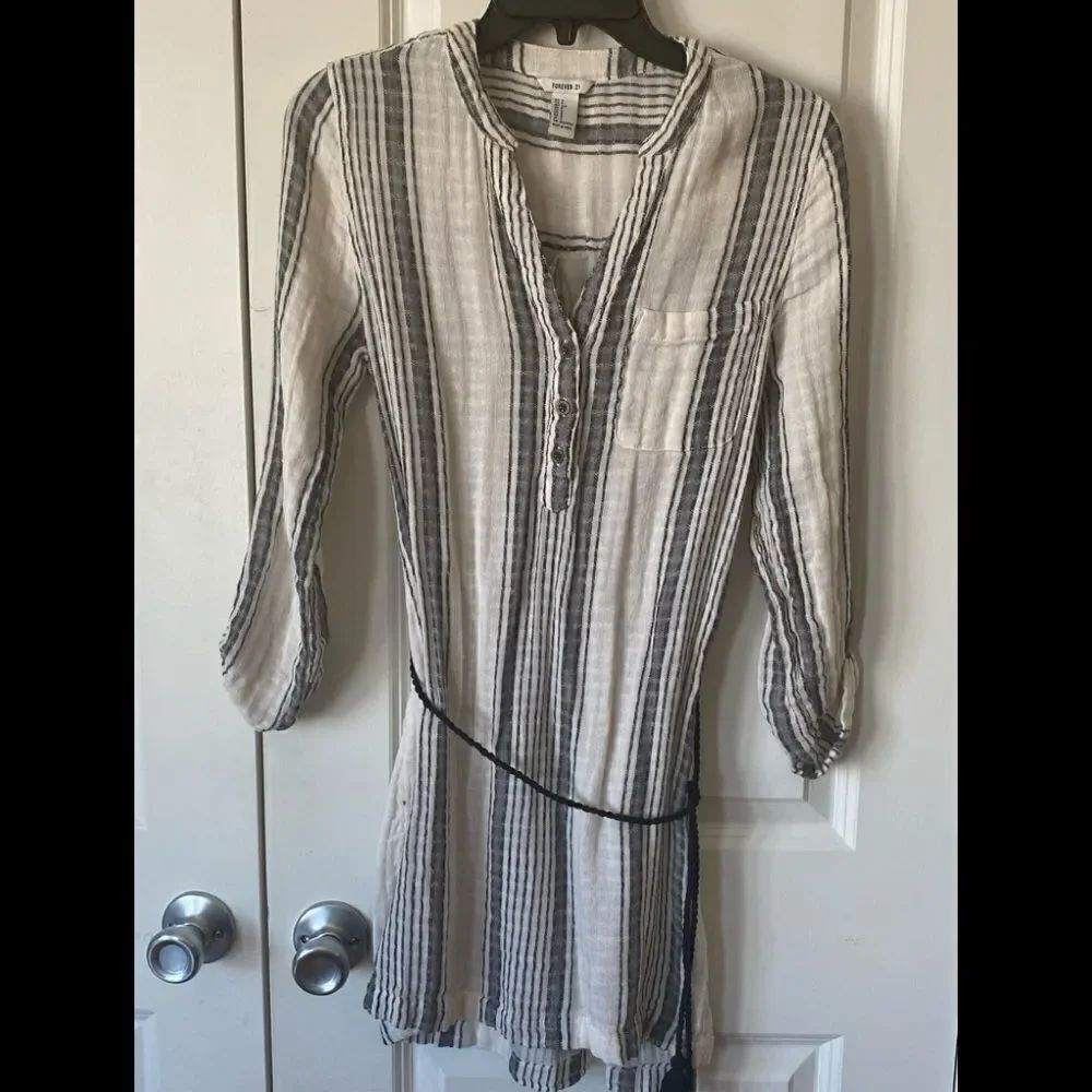 Forever 21 striped long sleeve shirt dress